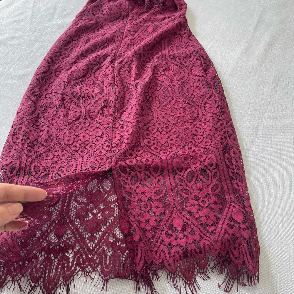 Lulu’s Remarkable Burgundy Lace Sheath Dress. Size XS - Picture 7 of 16